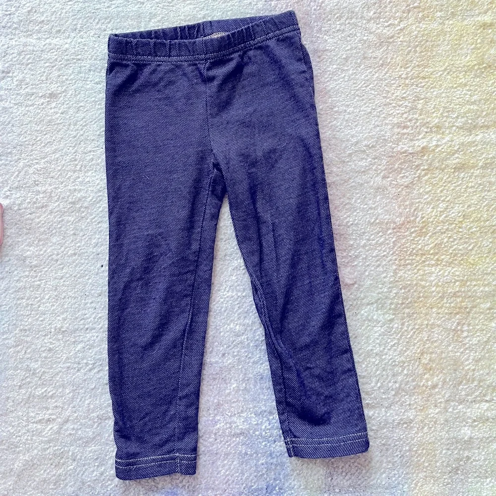 Carter’s Bundle of Pink Striped Button-Down and Denim Leggings - 3T
